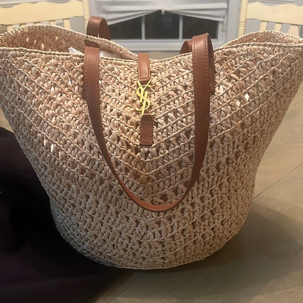 Saint Laurent large  raffia tote